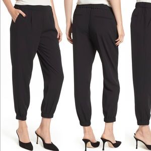 Black Trouvé crepe jogger pants, size 8
